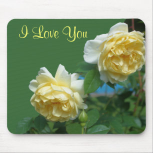 I Love You Yellow Roses Flower Photo Mousepad
