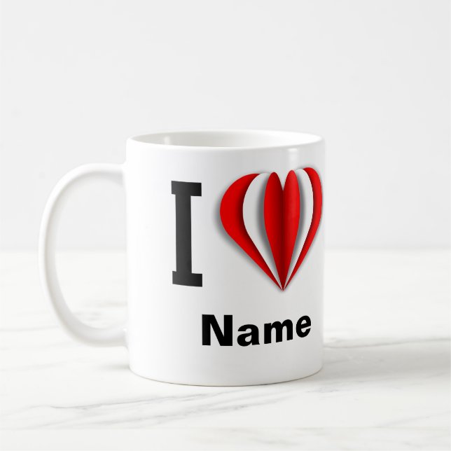 I Love [Your Name]" Heart  Mug (Left)