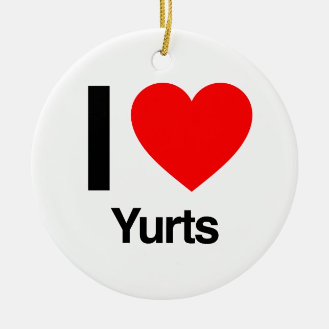 i love yurts ceramic tree decoration (Front)
