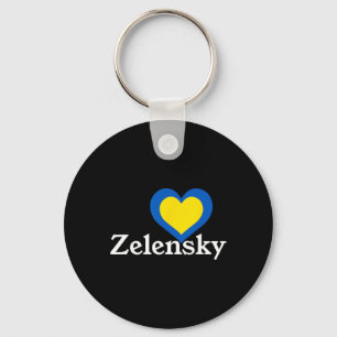 I Love Zelensky Ukraine President Volodymyr Heart Key Ring