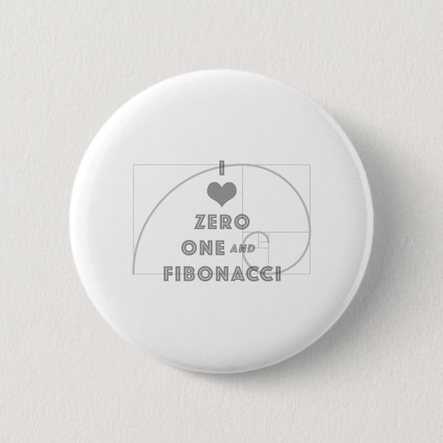 I Love Zero, One, and Fibonacci 6 Cm Round Badge (Front)