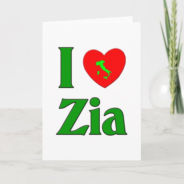 I Love Zia (Italian Aunt) Holiday Card (Front)