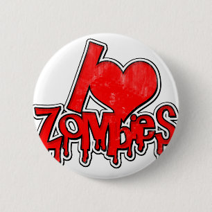 I Love Zombies 6 Cm Round Badge