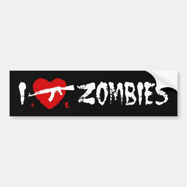 I Love Zombies Bumper Sticker (Front)