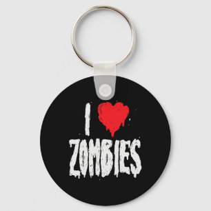 I Love Zombies - Halloween Holiday Zombie Lover Qu Key Ring