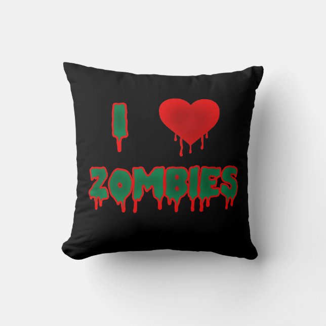 I Love Zombies Pillow (Front)