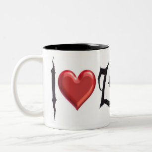 I Love Zombies Two-Tone Coffee Mug