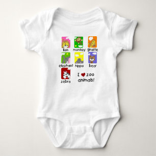 I Love Zoo Animals Baby Raglan T-shirt Baby Bodysuit
