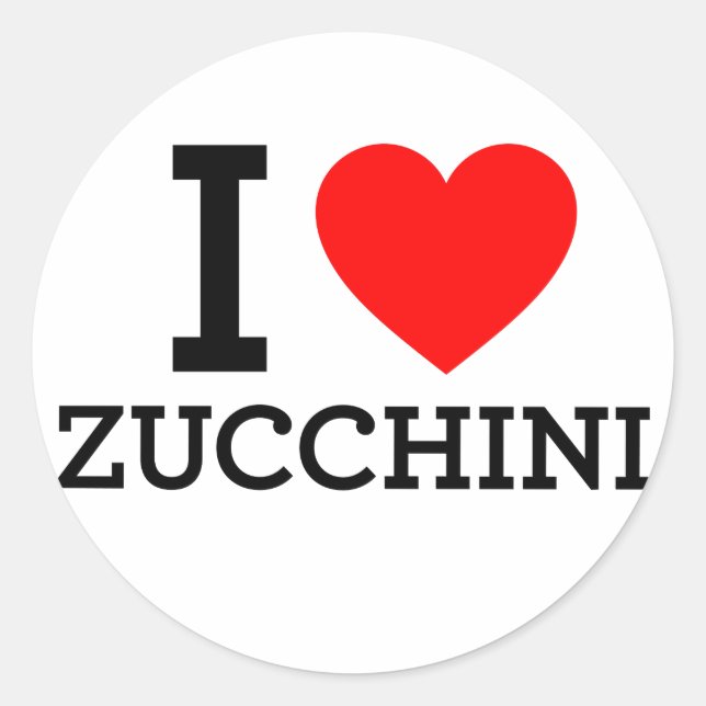 I Love Zucchini Classic Round Sticker (Front)