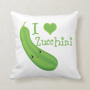 I Love Zucchini Smiling Kawaii Zucchini Cushion
