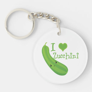 I Love Zucchini Smiling Kawaii Zucchini Key Ring