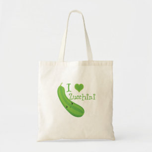 I Love Zucchini Smiling Kawaii Zucchini Tote Bag