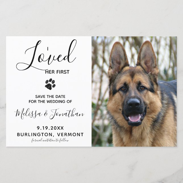 I Loved Her First Dog Wedding Save The Date Budget (Front)