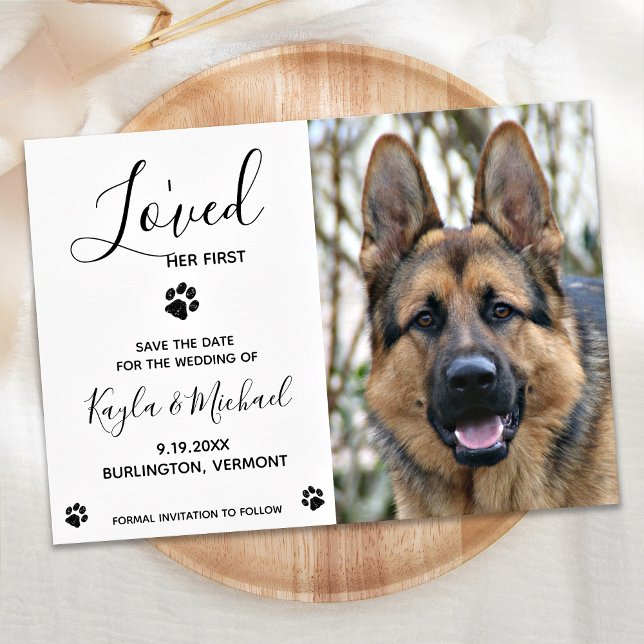 I Loved Her First - Modern Elegant Dog Wedding Save The Date (Creator Uploaded)