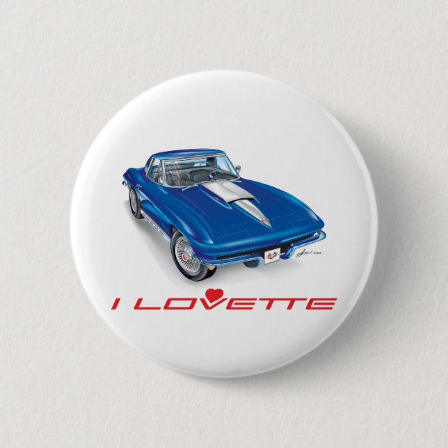 I LOVETTE UNIQUE CAR DESIGN 6 CM ROUND BADGE (Front)