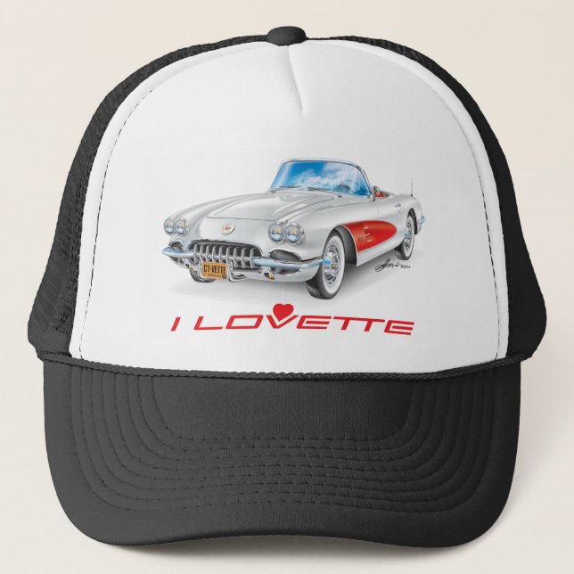 I LOVETTE UNIQUE CAR DESIGN TRUCKER HAT (Front)