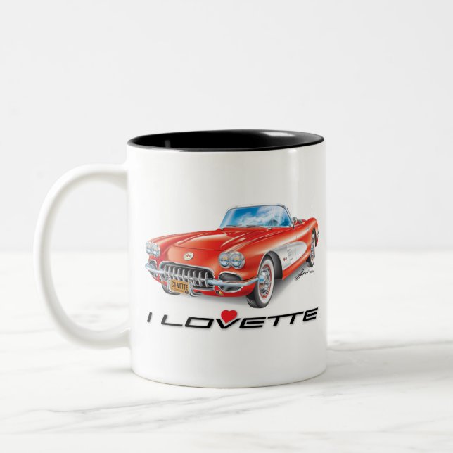 I LOVETTE UNIQUE CAR DESIGN Two-Tone COFFEE MUG (Left)