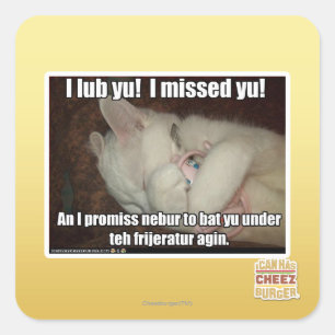 I lub Yu! I missed  yu! Square Sticker