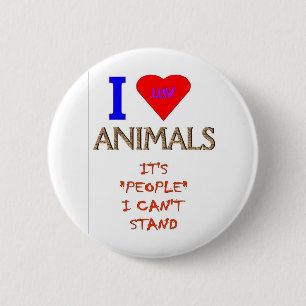 I LUV ANIMALS 6 CM ROUND BADGE