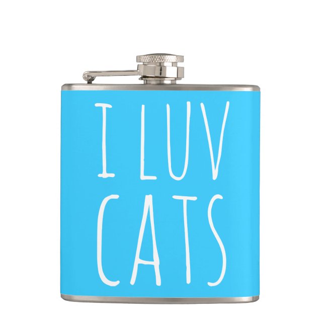 I Luv Cats Hip Flask (Front)