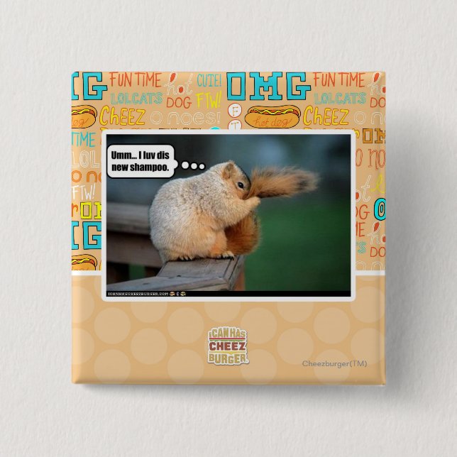 I luv dis new shampoo 15 cm square badge (Front)