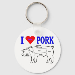 I LUV PORK KEY RING