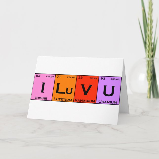 I LuV U romantic nerdy valentine card (Front)
