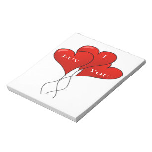 "I LUV YOU" BALLOONS NOTEPAD