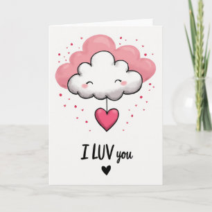 I Luv You Cloud Heart Card