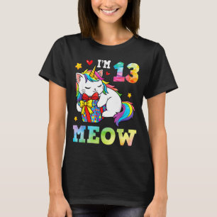 I’m 13 Years Old Meow Cat Unicorn 13th Birthday Ce T-Shirt