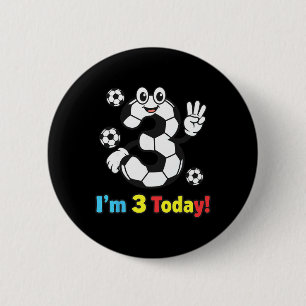 I’m 3 Today Cute Soccer Cartoon 3rd Birthday Kids 6 Cm Round Badge