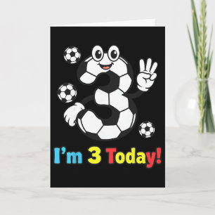 I’m 3 Today Cute Soccer Cartoon 3rd Birthday Kids Card