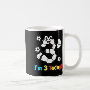 I’m 3 Today Cute Soccer Cartoon 3rd Birthday Kids Coffee Mug