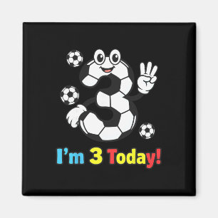 I’m 3 Today Cute Soccer Cartoon 3rd Birthday Kids Magnet