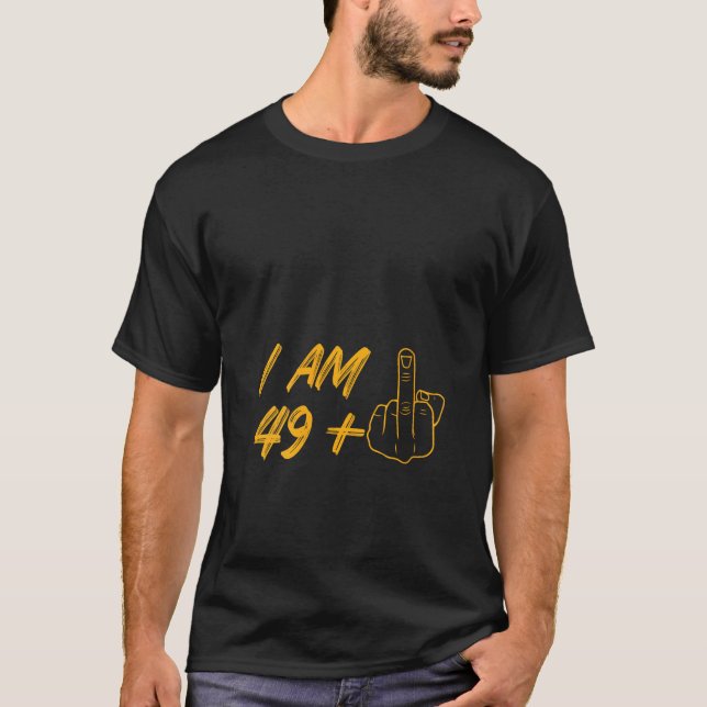 I m 49 Middle Finger Hand V Neck T Shirt (Front)