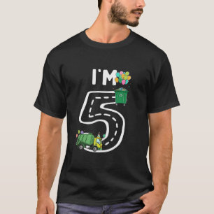I m 5 Five Years Old Garbage Truck 5th Birthday Bo T-Shirt