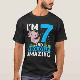 I m 7 and axolotly amazing 7th Birthday Kids Axolo T-Shirt