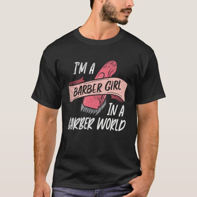 I m A Barber Girl  Retro Pink Hair Clipper Hairdre T-Shirt (Front)