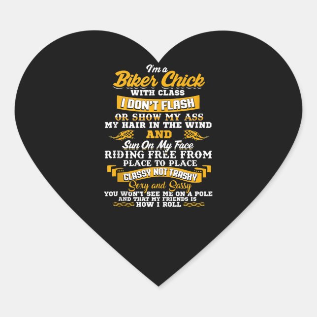 I’m A Biker Chick Gift For Motorbike Lovers Heart Sticker (Front)