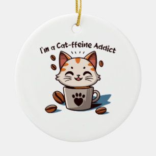I m a Cat-ffeine Addict Ceramic Ornament