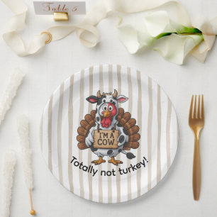 I’m a Cow Turkey Funny Thanksgiving Disguise Paper Plate