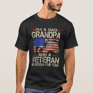 I m A Dad Grandpa And Veteran Funny Retro Papa Gra T-Shirt