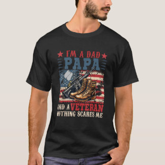 I m A Dad Papa And A Veteran Costume Family Proud  T-Shirt