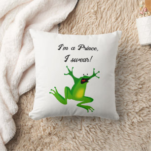 I’m a Fairy Tale Prince Funny Green Frog Cartoon Cushion