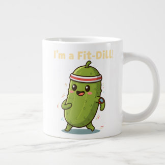 I’m a Fit-Dill! Funny Fitness Pickle Pun Design | Large Coffee Mug