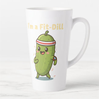 I’m a Fit-Dill! Funny Fitness Pickle Pun Design | Latte Mug