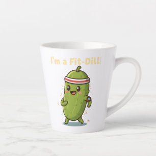I’m a Fit-Dill! Funny Fitness Pickle Pun Design    Latte Mug