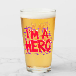 I’m a Hero Graffiti Bold Neon Street Art Statement Glass