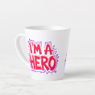I’m a Hero Graffiti Bold Neon Street Art Statement Latte Mug