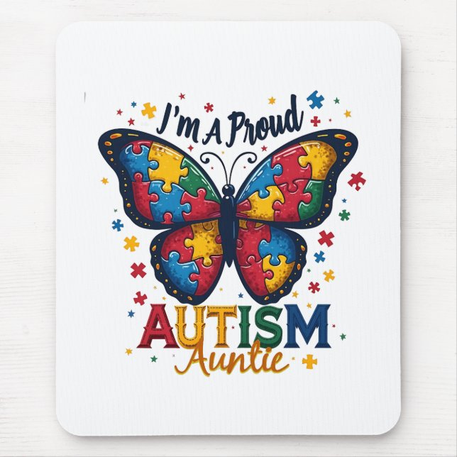 I’m a Proud Autism Auntie Autism Awareness  Mouse Pad (Front)